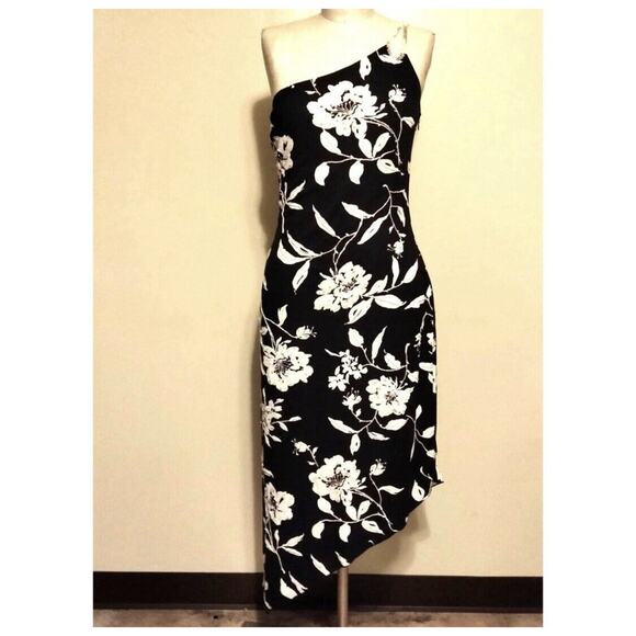 Vtg Cache 90s Y2K Silk Floral Beaded Midi Maxi Black Slip Dress Fairy Goth Sz 10 - Picture 1 of 9